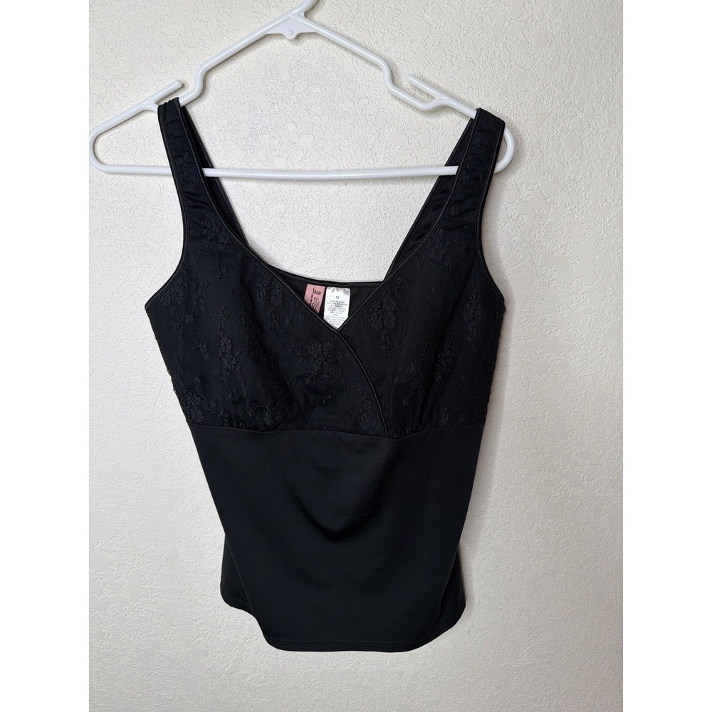 Shear Shapewear Lace Babydoll Tank Top Womens L Black Stretch Cami Romantic